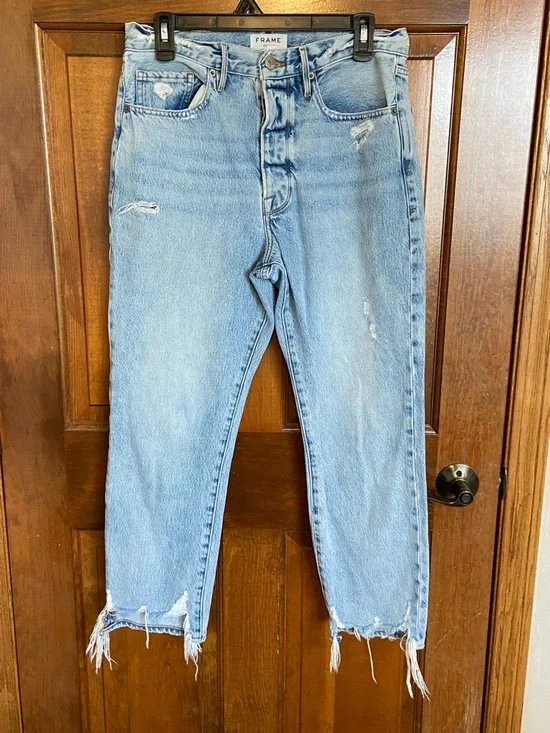 Frame "Le Original" button fly straight-leg jeans in a distressed Size 30 - Picture 1 of 13